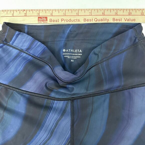 Athleta Crop Leggings XS Accelerate Geode Blue Black Purple Marble Stretch 15" - Picture 5 of 10